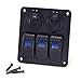 MKING Waterproof 3 Gang Car Marine Boat Rocker Switch Panel with Fuse Dual USB + Power Socket Digital Voltmeter Overload Protection for RV Car Boat (3 Gang)… (B-3GANG-BLUE)