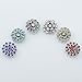 Soleebee 6pcs Mixed Alloy Rhinestones Snap Buttons Jewelry Charms (Peacock Spreads Its Tail)