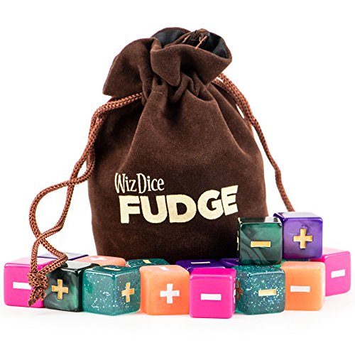 20 Fudge Dice GM Starter Pack: Mystical | 5 Sets of 4 Fudge Dice | Compatible with Fate or FAE Rulesets | Tabletop Role-Playing Game Dice | Chocolate Brown Carry Bag