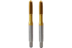 WKSTOOL 4-40 UNC H5 2Pcs/Set TiN Coated High Speed Steel Cobalt Precision Chip Free Forming Screw Roll Taps Cold Fluteless Press Chipless Industrial Threading Tools