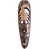 OMA African Mask Wall Decor Wooden Hand Crafted Good Luck Protection Scorpio African Style Tiki Mask Home Decor Gift