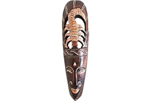 OMA African Mask Wall Decor Wooden Hand Crafted Good Luck Protection Scorpio African Style Tiki Mask Home Decor Gift