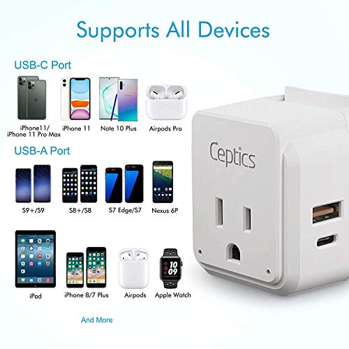 Africa Power Plug Adapter Travel Set Ceptics, 20W PD & QC, Fast Safe