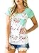 HOTAPEI Women Casual Floral Print Short Sleeve Pocket T Shirt Blouse Tops Green XL