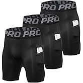 YUSHOW Mens Compression Shorts with Pocket Spandex Sports Running Quick Dry Shorts Compression Underwear for Men Athletic