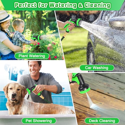 Expandable Garden Hose Pipe 100ft 30m, Upgraded Expanding Water Hose with 10 Pattern Spray Nozzle, 3/4" 1/2" Hose Connectors, Magic Flexible Hose Anti-Kink Durable Hosepipes for Gardening Pet Bathing