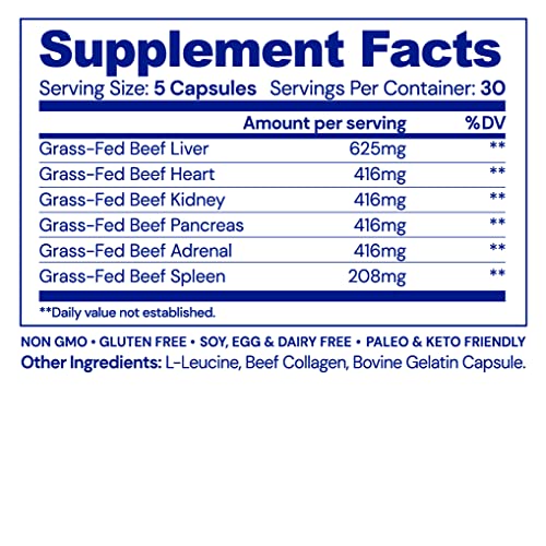 BodyHealth Organ+ GrassFed Glandular Organ Complex, Grassfed Beef