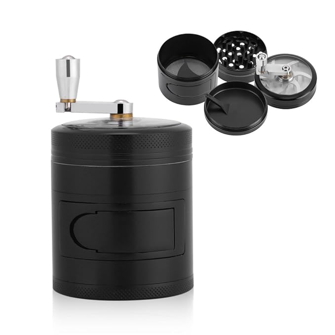 Hand Cranked Herb Grinder, Manual Operated Zinc Alloy Herb & Spice Kitchen Grinder with Crank