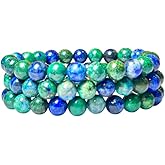 Crystal Treasure 8mm Azurite Malachite stone Round Beads Stretch Bracelet