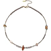 Cosace Beaded Necklaces for Women Crystal Beaded Necklace Natural Stone Summer Beach Boho Necklaces for Women Bead Choker Handmade Jewelry