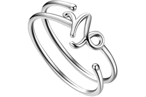 BESILVER 925 Sterling Silver Fine Jewelry Adjustable Zodiac Sign Ring for Women Girls 12 Constellation Astrology Scorpio Ring Celestial Zodiac Jewelry Birthday Christmas Gifts for Her Mom Daughter Wife Friend Sisters Gifts