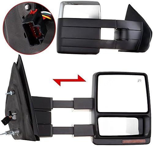 Scitoo Side View Mirrors For 2007-2014 Ford F-150 Power Heated Led Turn Signal Puddle Lamp Chrome Cover Tow Towing Mirror Pair