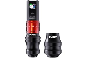 Mast Fold2 Pro Cordless Tattoo Gun Machine, Cartridge Rotary Tattoo Pen, 7 Strokes Length, 2 Grips 40mm & 44mm, Mcore-C1 Powe