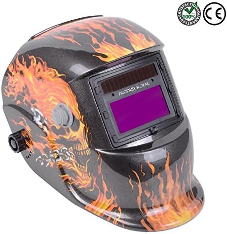 Produit Royal Auto Darkening Welding Helmet Mask | Professional Wide Lens Fire Retardant UV/IR Protection Light Comfort Adjustable Shade for Solar Welder Electro Gas Shield Welding Mig Tig Grinding