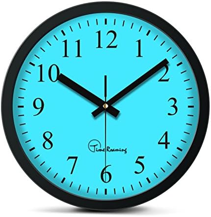Time Roaming 10" Modern Decor Silent Metal Wall Clock Digital Style, Arabic Digital(Blue)