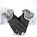 Vbiger Womens Leather Gloves Texting Touch Screen Gloves Warmest Mittens With Soft Fur (Black)