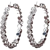 Shiny Circle Cubic Zirconia Large Hoop Earrings for Womens Sparkling Rhinestone Hoops Earring Sparkly Jewelry for Women