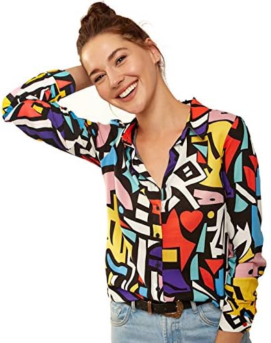 Blouses for Women Fashion, Casual Long Sleeve Button Down Shirts Tops, XS-3XL 5 Blouses for Women Fashion, Casual Long Sleeve Button Down Shirts Tops, XS-3XL