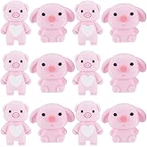 SOFPLATE 12Pcs 2 Styles Pink Pig Beads Silicone Pig Bead Bulk Soft Rubber Focal 3D Cartoon Animals Shaped Small Loose Charms Spacers for Jewelry Making Bracelets Necklaces Keychain Pens DIY Crafts
