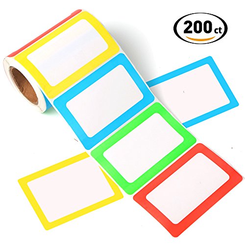 FANGTEK Colorful Plain Name Tag Labels 3 1/2 X 2 1/4, 200 Stickers.