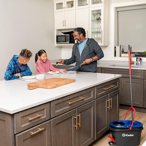 O-CEDAR EASYWRING RINSECLEAN MICROFIBER SPIN MOP & BUCKET FLOOR CLEANING SYSTEM WITH 3 EXTRA REFILLS, PLASTIC, GREY