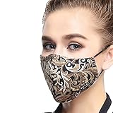 ZWZCYZ Masks Dust Mask Anti Pollution Mask PM2.5 4 Layer Activated Carbon Filter Insert Can Be Washed Reusable Masks Cotton Mouth Mask for Men Women (Medium(Women's), Coffee Flower)