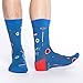 Good Luck Sock Men's Curling Crew Socks - Blue, Adult Shoe Size 7-12