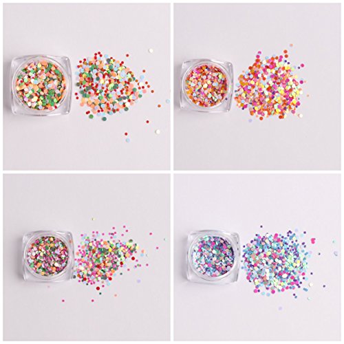 WOKOTO 12 Box 1mm 2mm 3mm Mixed Color And Size Confetti Nails Shiny Round Ultrathin Sequins Nail Art Decoration Set