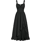 Scarlet Darkness Renaissance Dress Women Summer Corset Dress Flowy Sleeveless Milkmaid Vacation Sundress with Pockets