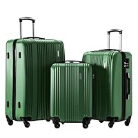 Luggage Set 3 Piece Set Suitcase set Spinner Hard shell Lightweight (green)