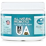 Probiotics for Dogs - Super Strength Advanced Formula All-Natural Probiotics by UberAURA - With Hawaiian Kona Berry Super Antioxidant - Prebiotic and 74 Trace Minerals - Made in The USA - Guaranteed
