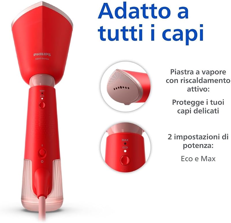 5000 Ferro da Stiro Verticale a Vapore Portatile, 24 g/min, 1300W — foto 5 di 8
