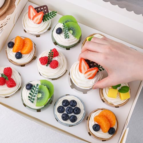 VGOODALL 17PCS Cupcake Container, 12 Count with Window Boxes Holding Pastry Box White Bakery Box for Birthday Holiday Party Supplies