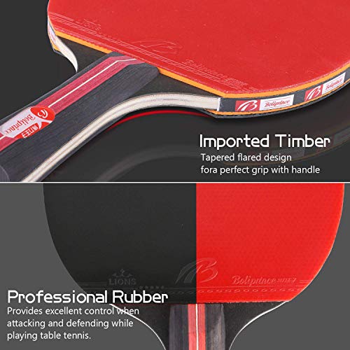 ATINUS Table Tennis Racket, PingPong Paddle Set with 2 Rubber Bats and 3 Ping Pong Balls and Table Tennis Paddle Case Perfect for Professional Recreational Games