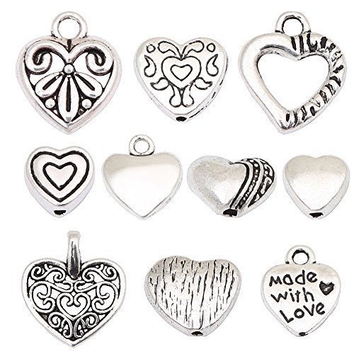 Hybeads 100pcs tibetan silver sweet heart spacer charm beads mix …