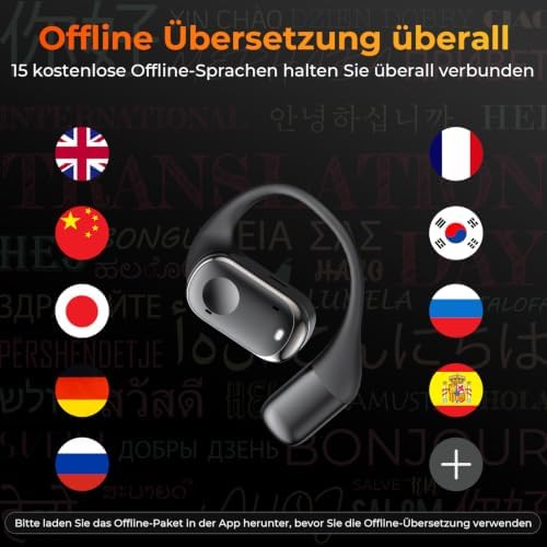 KI Übersetzer Kopfhörer, 3-in-1 Bluetooth 5.3 Sprachübersetzer Ohrhörer mit 150 Sprachen, KI-gestützte Übersetzung, Mehrere Modi für Reisen, Business & Lernen