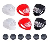 Deruicent 6pcs/Set Bicycle Lights Super Frog Silicone LED Bike Light Multi-Purpose Water Resistant Headlight (Red + White + Black + Battery)