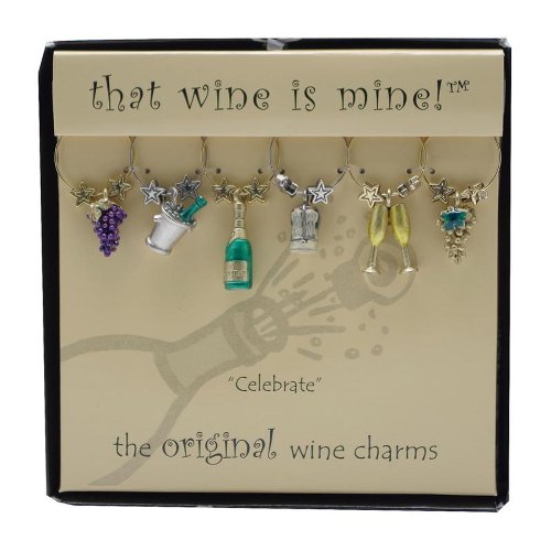 Wine Things WT-1413P Celebrate, Painted Wine Charms, Fits neatly around stem, Multicolor