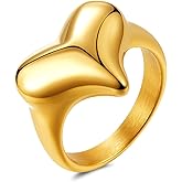 14K Chunky Gold Ring For Women Stainless Steel Vintage Stack Gold Rings Jewelry