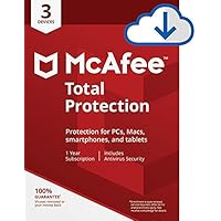 McAfee Total Protection|Antivirus| Internet Security| 3 Device| 1 Year Subscription| PC/Mac Download|2019 Ready