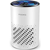Air Purifiers for Bedroom Home, MOOKA HEPA Air Purifier for Home Pets with Fragrance Sponge for Smoke Dust Pollen Dander Odor, Small Air Cleaner with Sleep Mode Night Light Timer, KJ067L, White