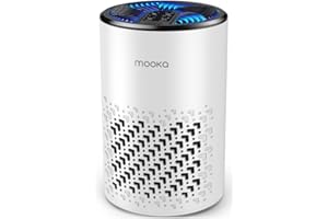 Air Purifiers for Bedroom Home, MOOKA HEPA Air Purifier for Home Pets with Fragrance Sponge for Smoke Dust Pollen Dander Odor, Small Air Cleaner with Sleep Mode Night Light Timer, KJ067L, White