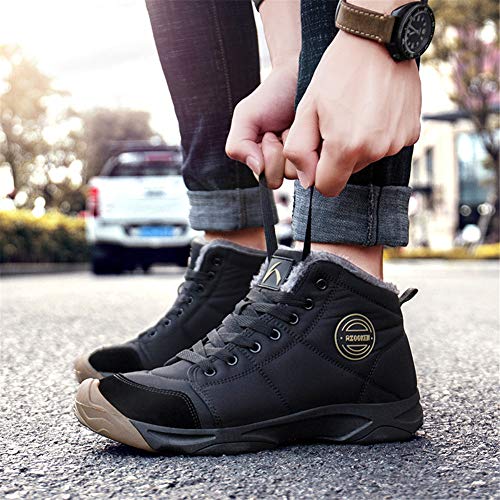 UPSOLO Mens Ankle Snow Booties Backpacking Hiking Boots Warm Soft Sole Comfortable Extra Wide Width Thicken Lightweight Walking Casual Sneakers(6118 Black 44)