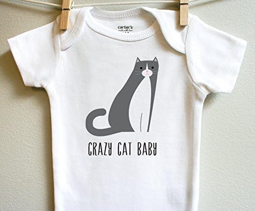 Crazy Cat Boy Girl Baby Clothes Bodysuit One Piece, Short Long Sleeve, Sizes Newborn 3 6 9 12 18 24 Months