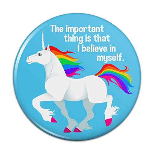 Unicorn The Important Thing is That I Believe in Myself Pinback Button Pin Badge - 1
