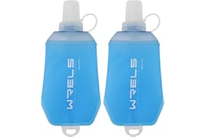 WRELS 200ml/350ml/500ml Collapsible Soft Flask,BPA Free Folding Soft Water Bottle with Hanging Ring,Lightweight TPU Hydration Flask for Running Marathon Cycling Hiking(200ml-2 Packs)