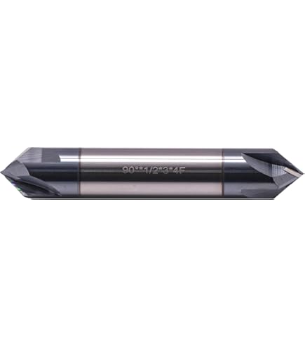 AlTiN Coated Tool BestParts Solid Carbide Chamfer Mill - 4 Flute, 90° Angle, AlTiN Coated, 3/8" Cutting & Shank Diameter, 2-1/2" Length 4 Flute Double End Chamfer