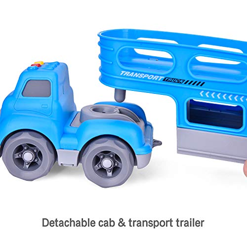 image for FunLittleToy Friction Powered Car Carrier Truck Toy for Kids with Ligh