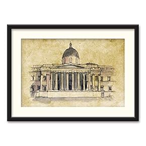 Black Framed Canvas Wall Art Architectural Drawing Home Artwork Decoration for Living Room, Bedroom - 23x31 inches