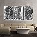 wall26 - 3 Piece Canvas Wall Art - Black and White Abstract Brush Painting - Modern Home Art Stretched and Framed Ready to Hang - 24